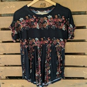 Dark blue floral blouse